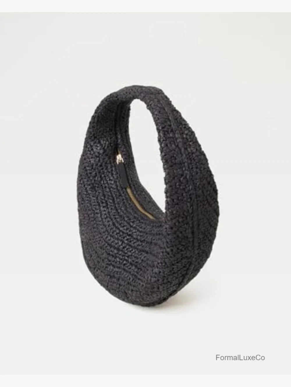 Paper Raffia Hobo Bag with Zipper Closure, Fully Lined Circle Bag, Stylish
